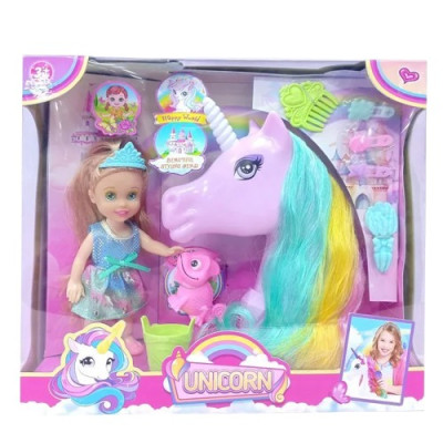 MINI BONECA C/ UNICORNIO E...