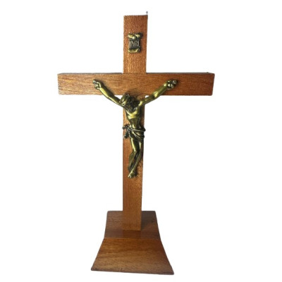 CRUCIFIXO MADEIRA C/PE 17cm