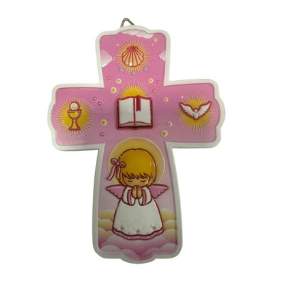 CRUZ C/ANJO ROSA RESINA...