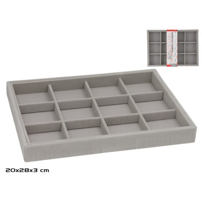 BANDEJA JOIAS VELUDO CINZA...