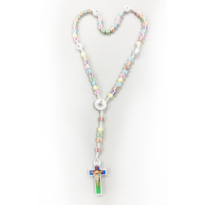 TERÇO BRANCO/COLOR. C/CRUZ...