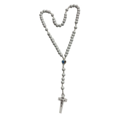 TERÇO MADEIRA BRANCO 34cm