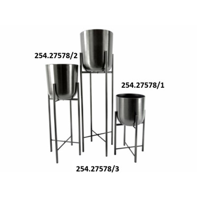 VASO CINZA/COBRE C/SUPORTE...