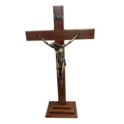 CRUCIFIXO MADEIRA C/PE 45cm