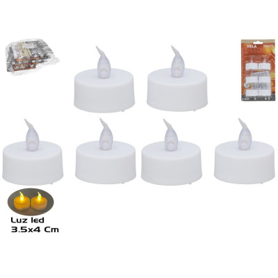 CONJ6 VELAS LED 3.5CM QUENTE