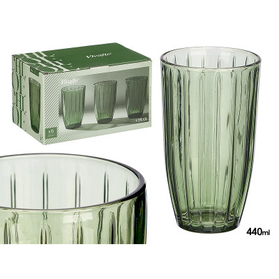 CONJ 6 COPOS COR VERDE 440ML