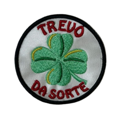 EMBLEMA BORDADO TREVO SORTE...