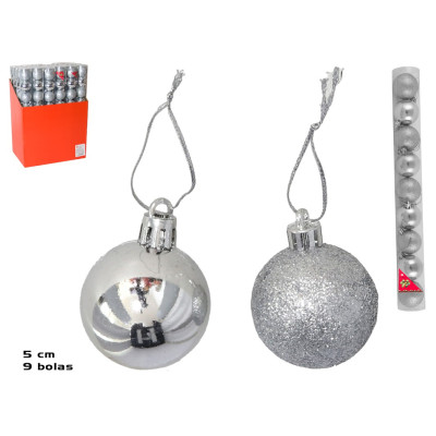 TUBO C/9 BOLAS NATAL PRAT 5cm