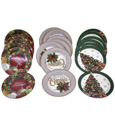 CONJ 5 PRATOS PAPEL NATAL 18cm