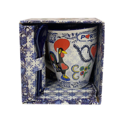 CANECA AZUL C/COLHER GALO...
