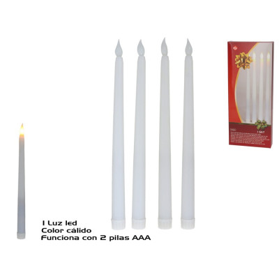 CONJ 4 VELA LED COR BRANCA