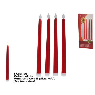 CONJ 4 VELA LED COR VERMELHA