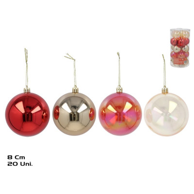 CONJ 20 BOLAS NATAL 8CM CINZA