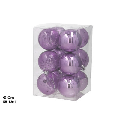 CAIXA C/12 BOLAS  6CM LILAS