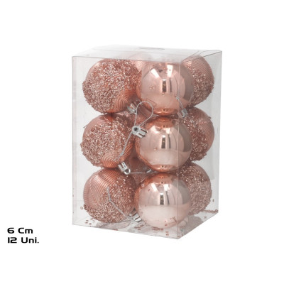 CAIXA C/12 BOLAS  6CM ROSA