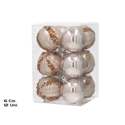 CAIXA C/12 BOLAS 6CM BEJE