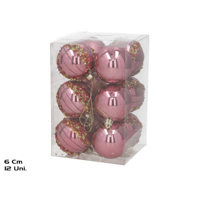 CAIXA C/12 BOLAS 6CM ROSA