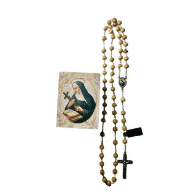 TERÇO C/CAIXA MAD.SANTA...