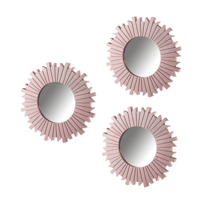 CONJ 3 ESPELHOS ROSA 25X25CM