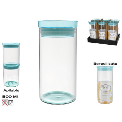 FRASCO VIDRO C/TAMPA AZUL...